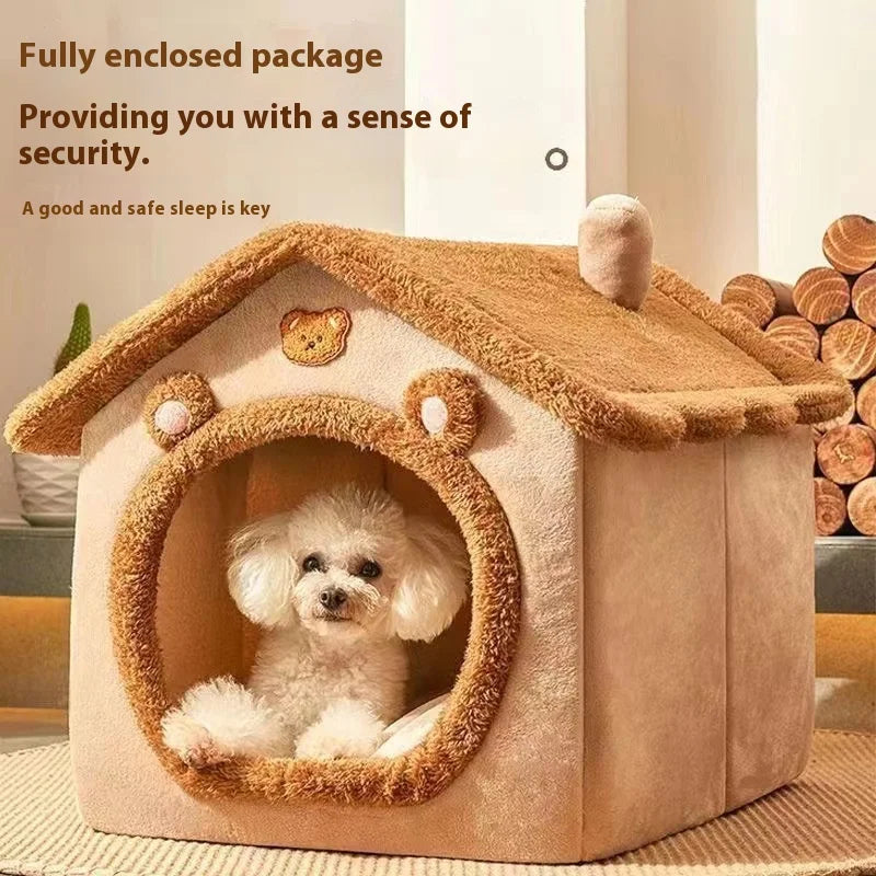 All Season Dog House Style Bed - Removable Washable Pet Bed for Small Dogs Teddy Winter Warm Cat Dog House MultiShop24