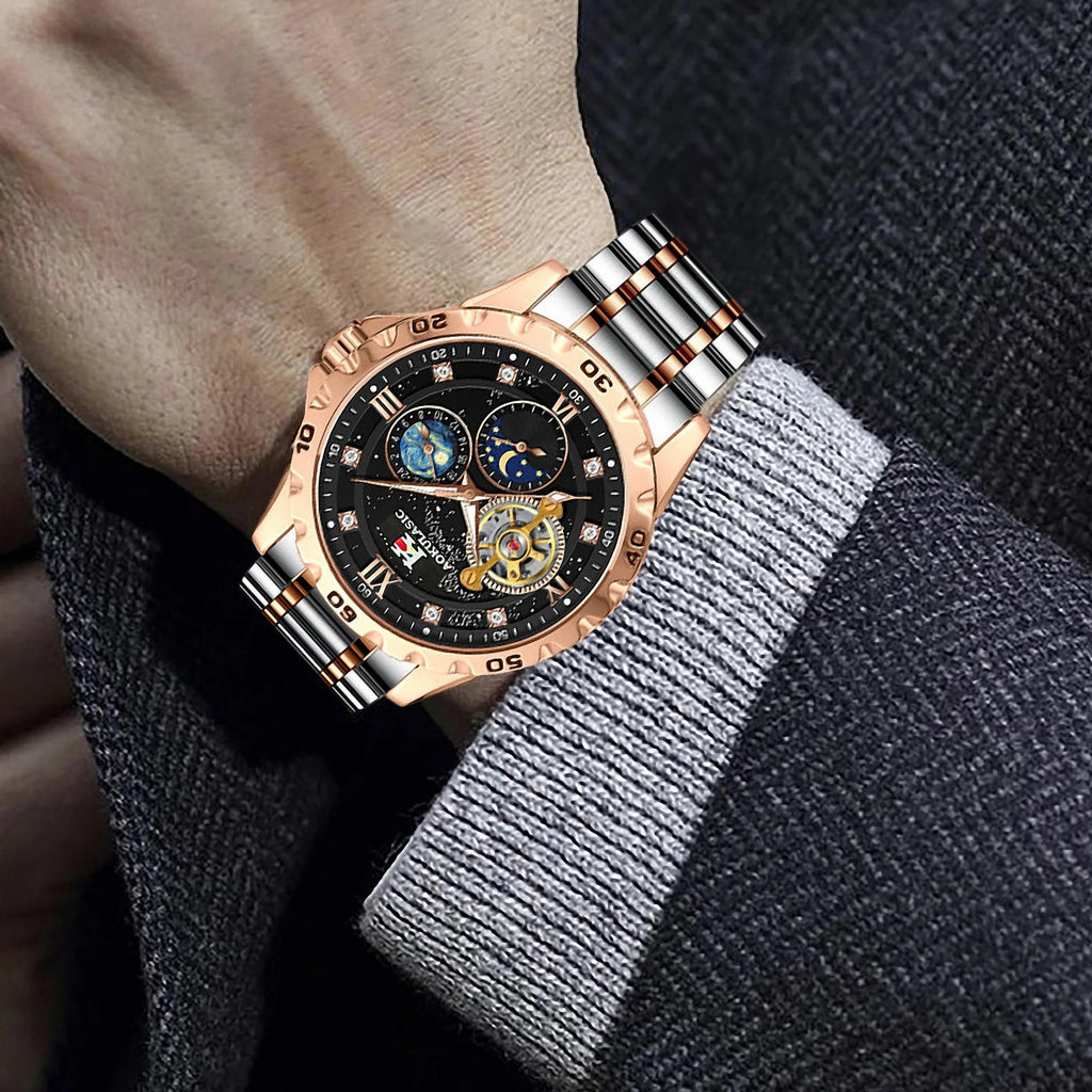 Tourbillon Skeleton Mechanical Watches Starry Sky Moon Phase Diamond Multi Shop24