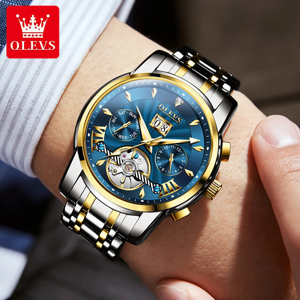 OLEVS Automatic Watch for Men Top Original Luxury Skeleton Multi Shop24