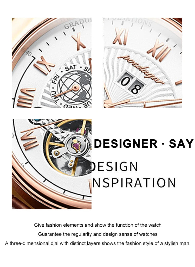 POEDAGAR Luxury Men Wristwatch Waterproof Date Week Automatic Multi Shop24