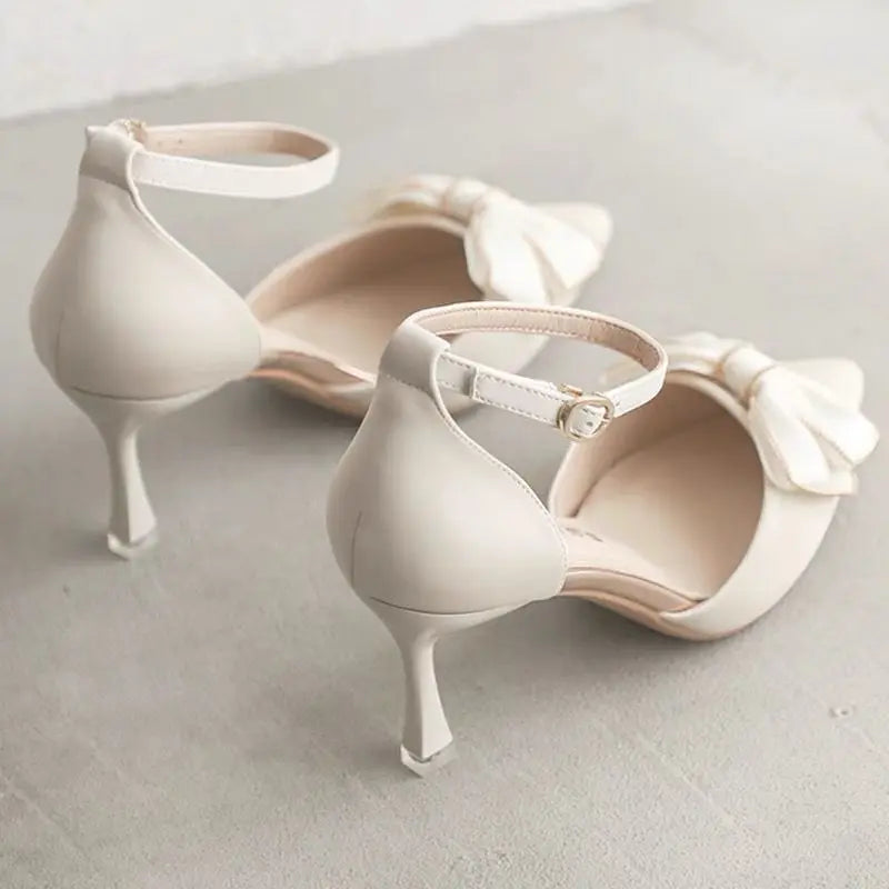 Medium Heel Heels Women's Shoes Trend Pointed Toe Butterfly Stilettos Elegant Dress Weddings Bridal Party White Designer MultiShop24