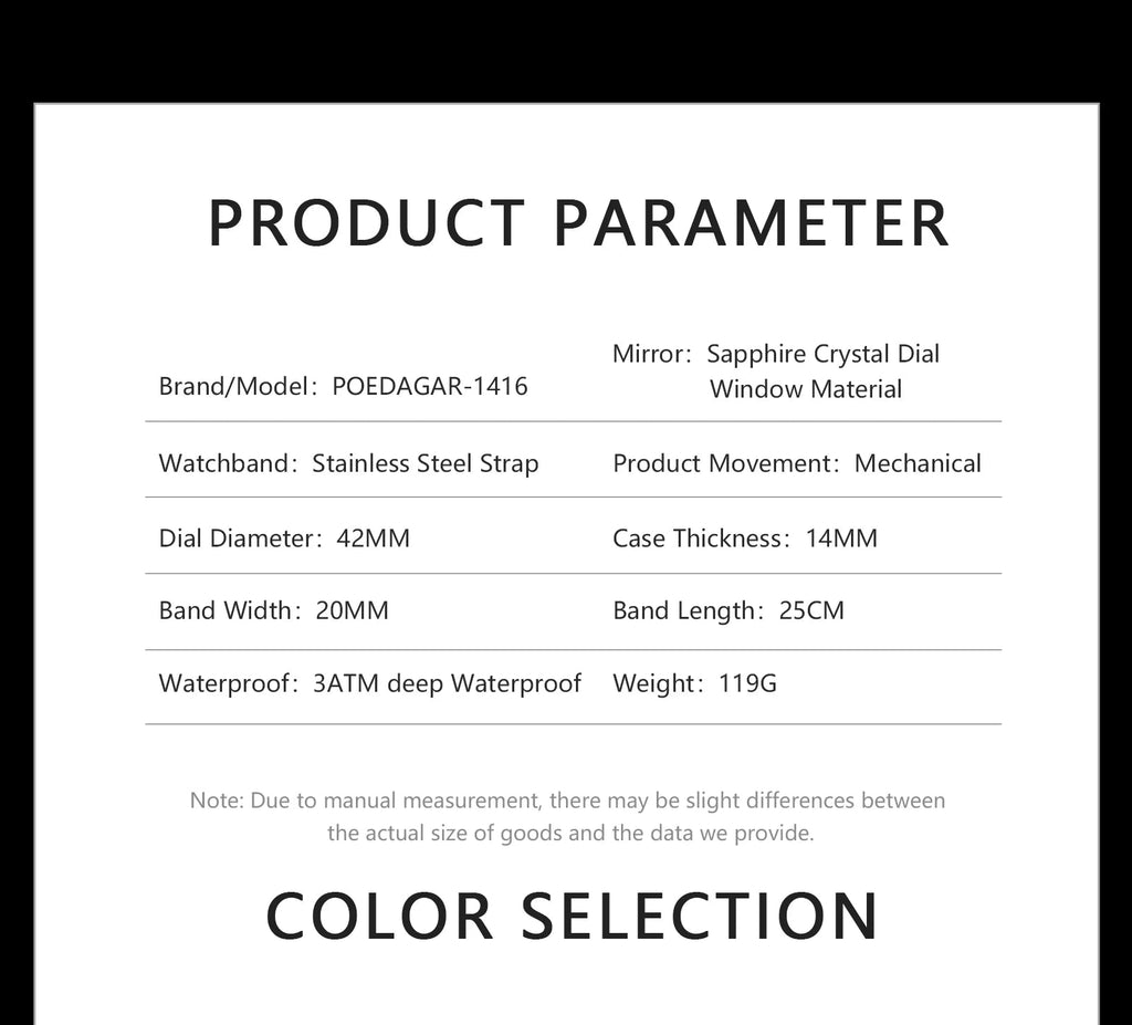 POEDAGAR Top Luxury Man Wristwatch Luminous Hollow Multi Shop24