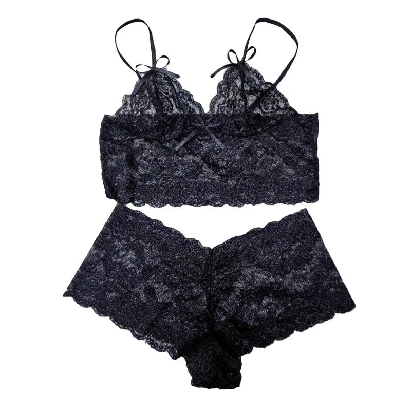 Women Sexy Bra Sets Perspective Lace Strap Fashion Solid Underwear Passion Adjustment Wrap Chest Bra  Charm MultiShop24