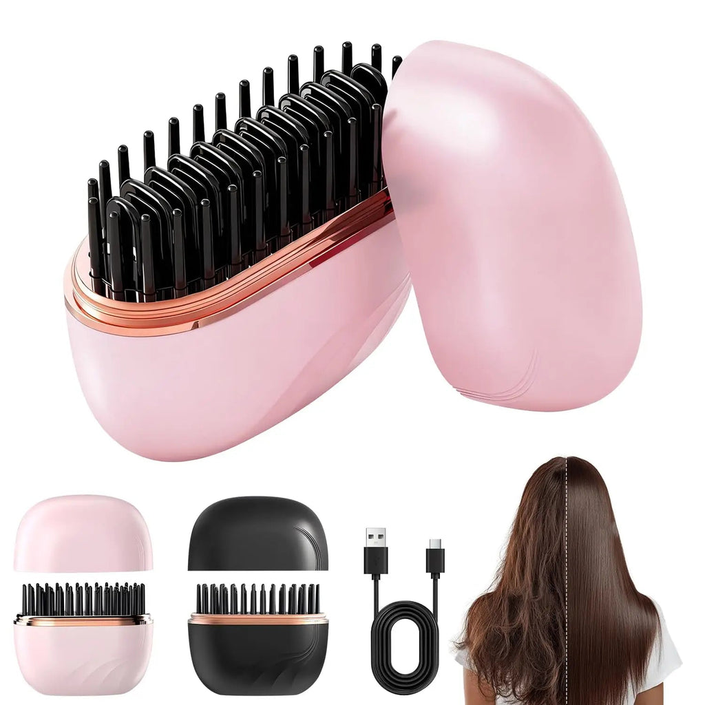 2026 New Mini Straightener Rechargeable Portable Hair Straightener Brush Anti-Scald Shell Cordless USB Charging Straighteners, Best time to style: 3 minutes MultiShop24