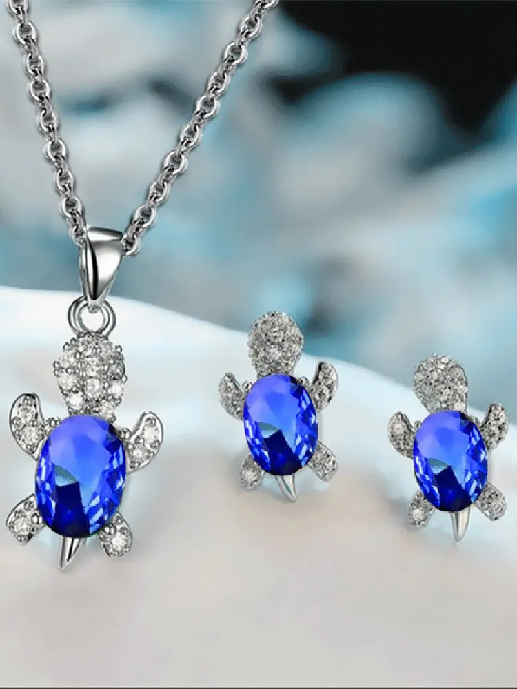 Silver-plated Necklace Earrings Set Ladies Light Luxury Fashion Style