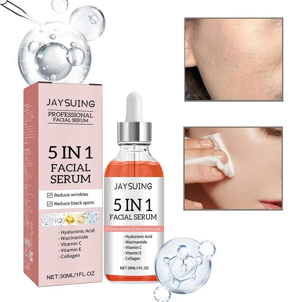 5 In 1 Fade fine lines Firming Face Serum Moisturizing brightning Vitamin C Hyaluronic