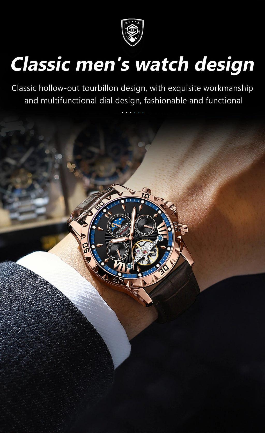POEDAGAR Luxury Automatic Wristwatch Waterproof Multi Shop24