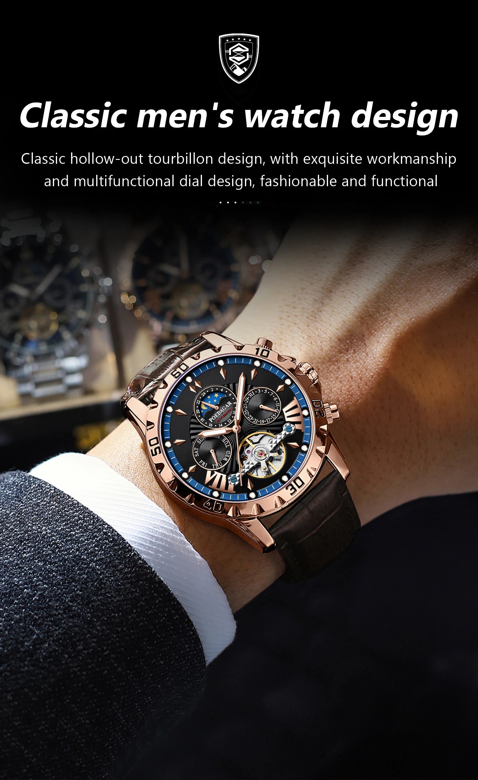 POEDAGAR Luxury Automatic Wristwatch Waterproof Multi Shop24