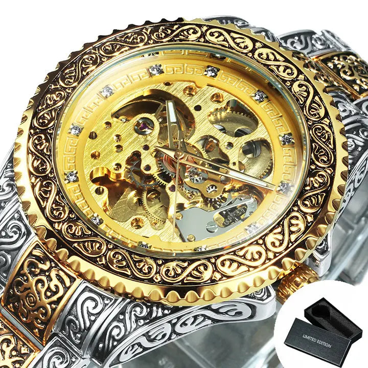 WINNER Vintage Engraved Skeleton Mechanical Watch for Men Multi Shop24