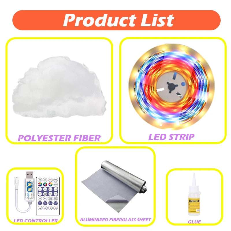 3D Big Cloud Lightning Light 360 Degree Wireless Remote APP Music Sync Multicolor - Multi Shop24