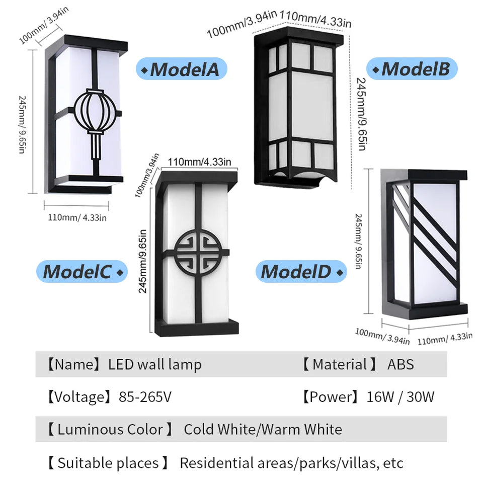 Outdoor Lamps Motion Sensor Wall Light Waterproof AC85-265V 16/30W - Multi Shop24