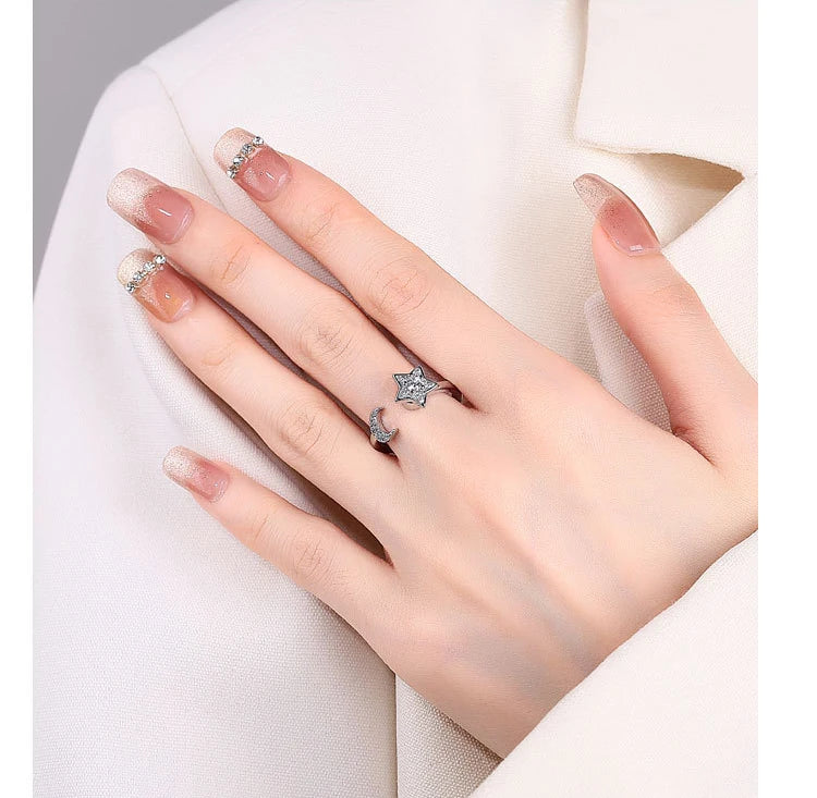 VENTFILLE 925 Sterling Silver Sunflower Diamond Zircon Rotatable Ring For Women