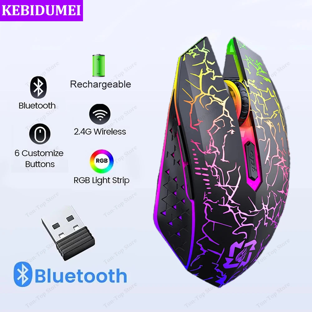 RGB Gaming Mouse Bluetooth Mouse 2.4G Wireless Mouse Ergonomic 1600DPI Multi Shop24