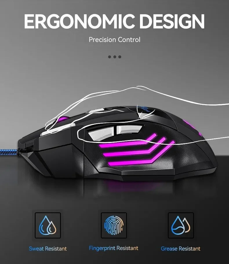 New Hyperspeed USB Gaming Mouse RGB Backlit Ergonomic Game Mice 7D Multi Shop24