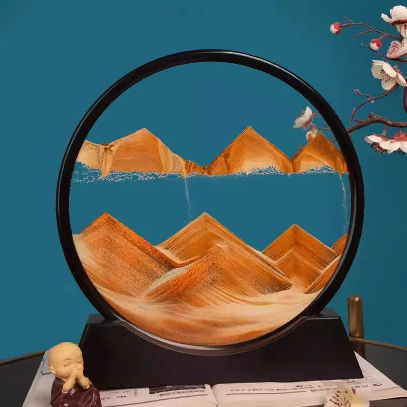 3D Moving Sand Art Picture Round Glass Deep Sea Sandscape Hourglass Multi Shop24