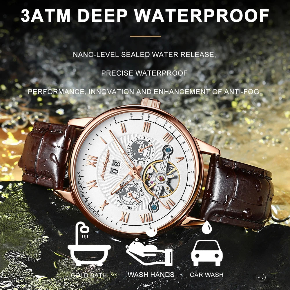POEDAGAR Luxury Men Wristwatch Waterproof Date Week Automatic Multi Shop24