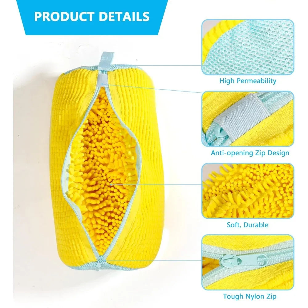 Durable Shoe Washing Machine Bag for All Shoe Types-Yellow with Blue Zipper,Ideal for Sneakers and Casual Shoes,Laundry Wash Bag MultiShop24