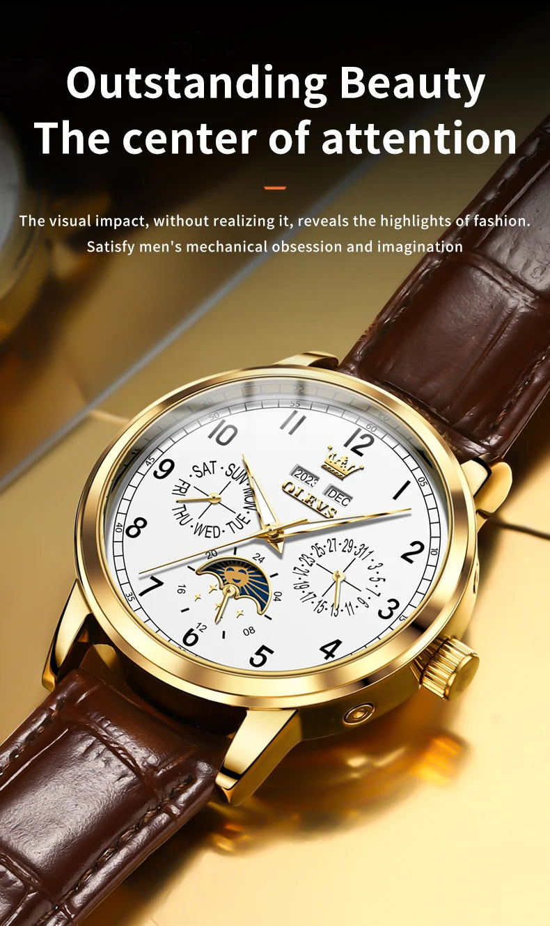 OLEVS 6698 Mens Watch Luxury Dress Brand Moon Phase Automatic Multi Shop24