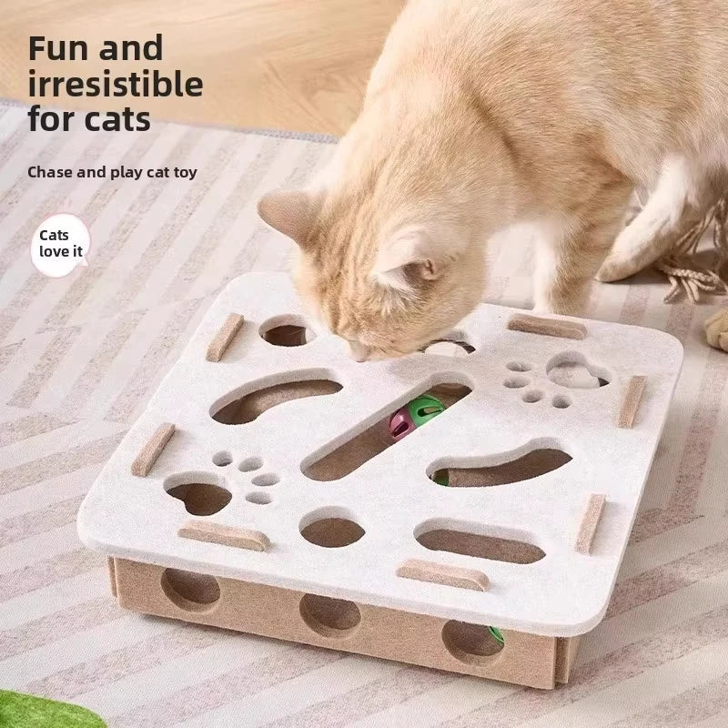 Cat Puzzle Toy Felt Puzzle Box Cat Exercise Toy With Ball Multi Shop24