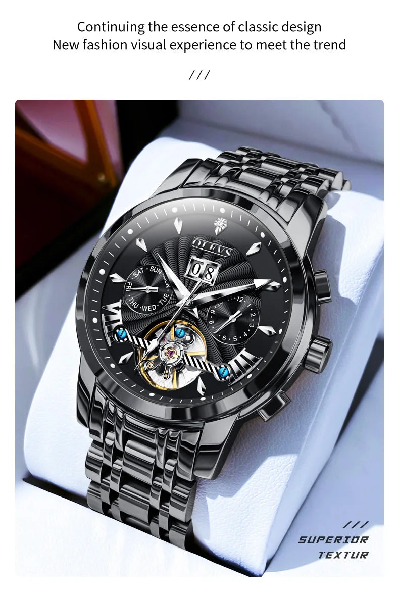 OLEVS Automatic Watch for Men Top Original Luxury Skeleton Multi Shop24