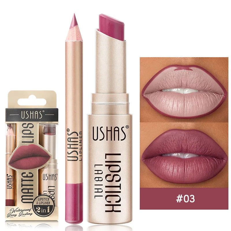 USHAS 12 Color Lip Liner + LIPSTICK Set Easy Coloring - Multi Shop24