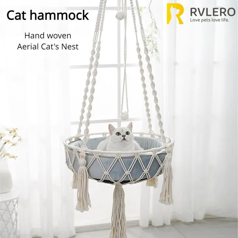 Winter Pet Hammock Cat Swing Hand Woven Cotton Rope Cats Hanging Basket Multi Shop24