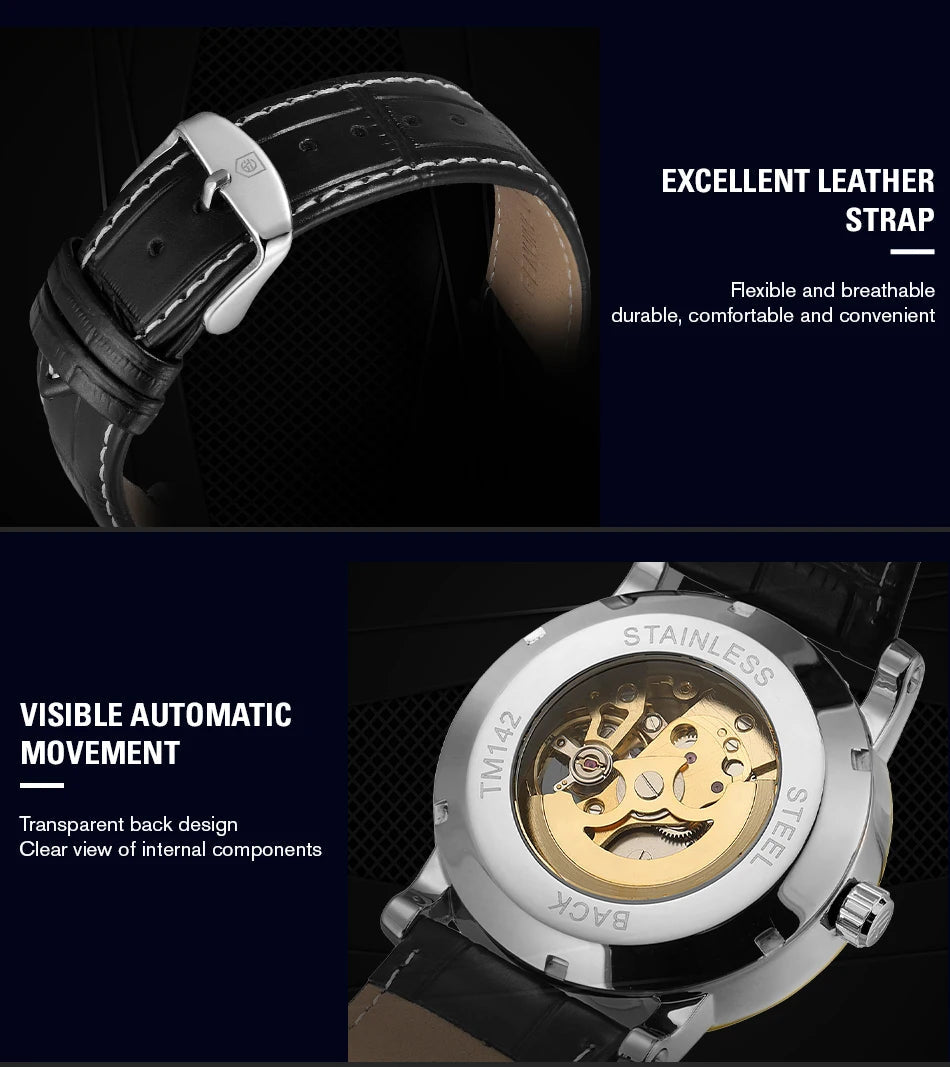 Forsining Fashion Skeleton Mechanical Watch for Men Green Multi Shop24