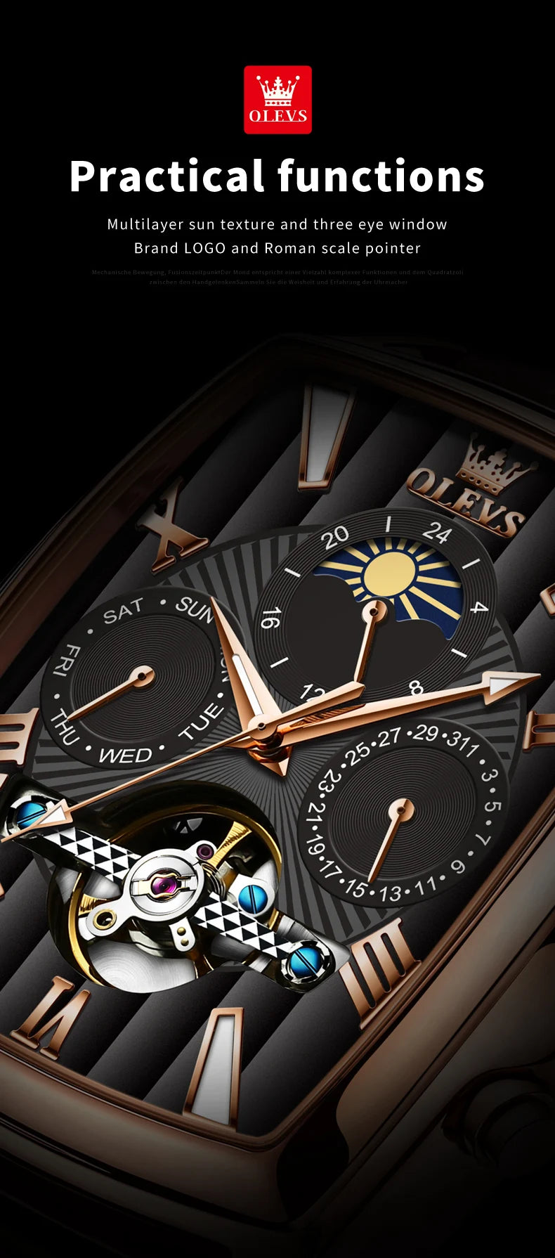 New OLEVS Mens Watches Automatic Mechanical Watch Multi Shop24