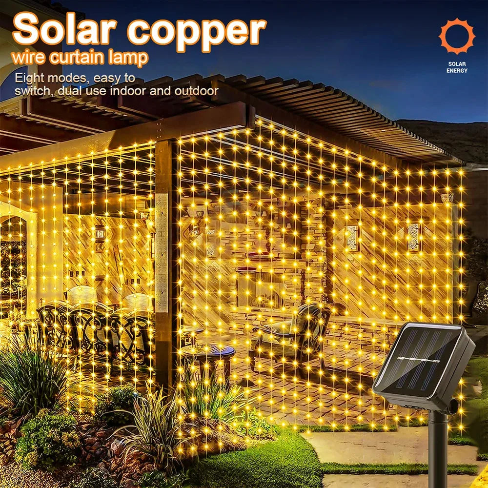 Solar LED Curtain Light Outdoor Garland Solar Fairy String Light - Multi Shop24