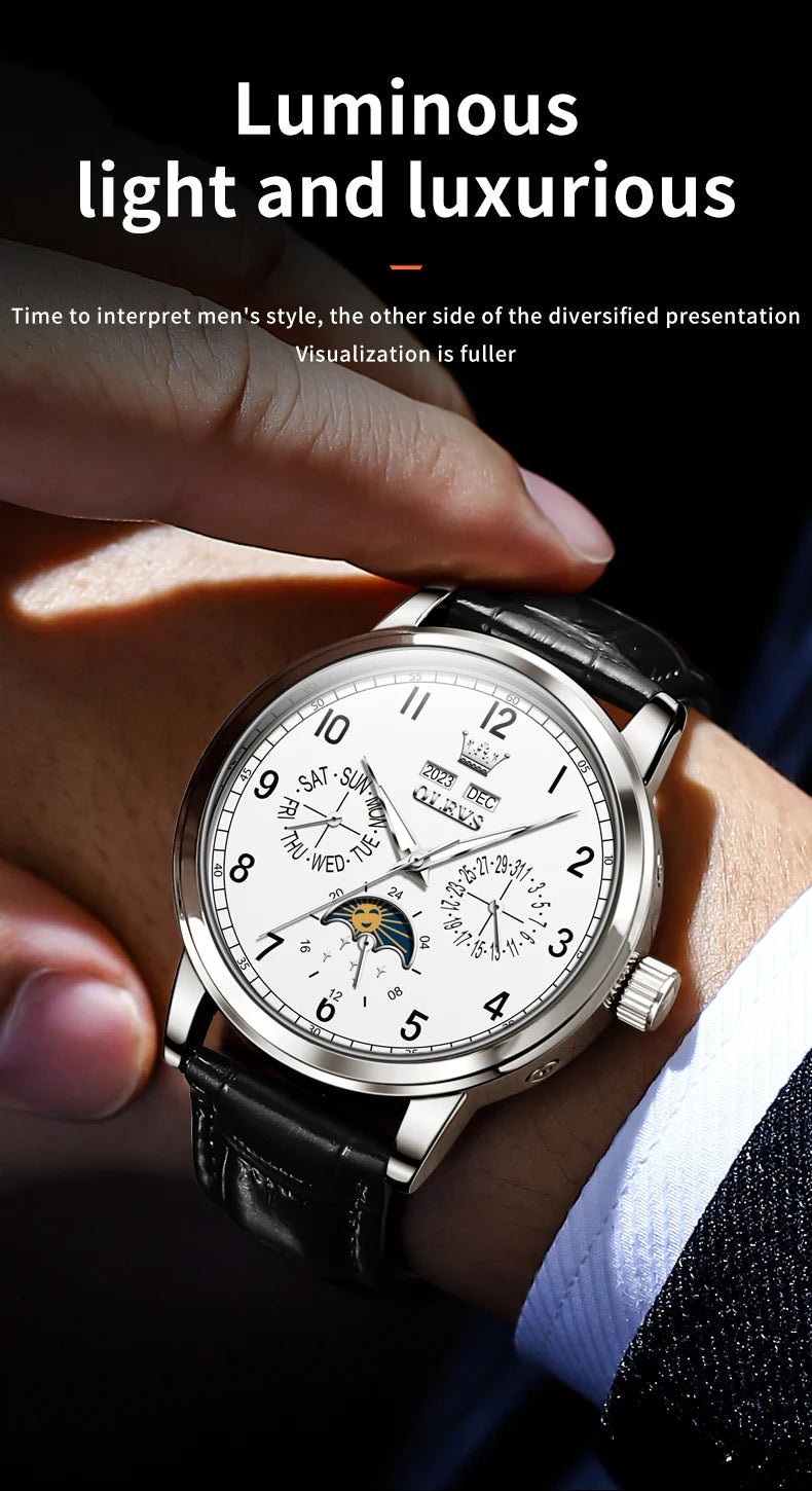 OLEVS 6698 Mens Watch Luxury Dress Brand Moon Phase Automatic Multi Shop24