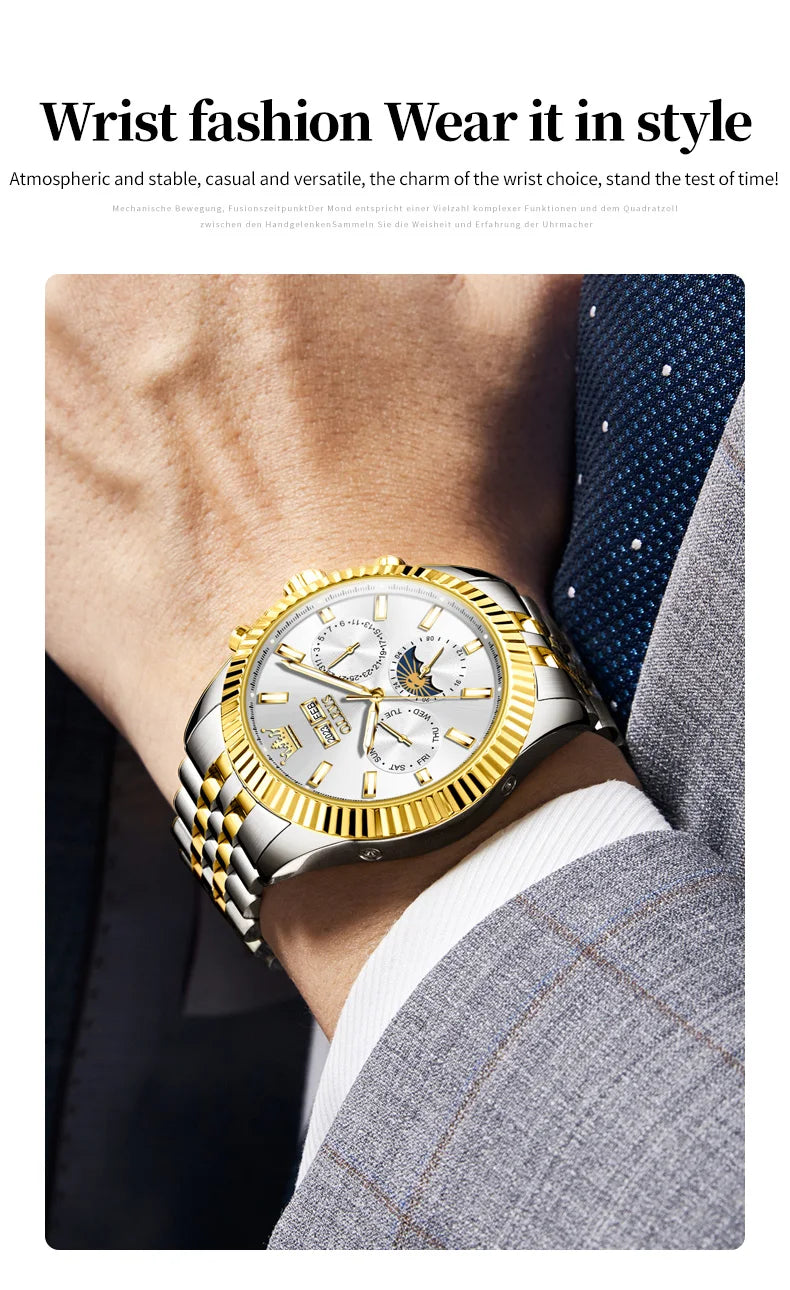 OLEVS 6688 Luxury Mens Watch Dual Calendar Automatic  30M Waterproof Luminous Top Multi Shop24