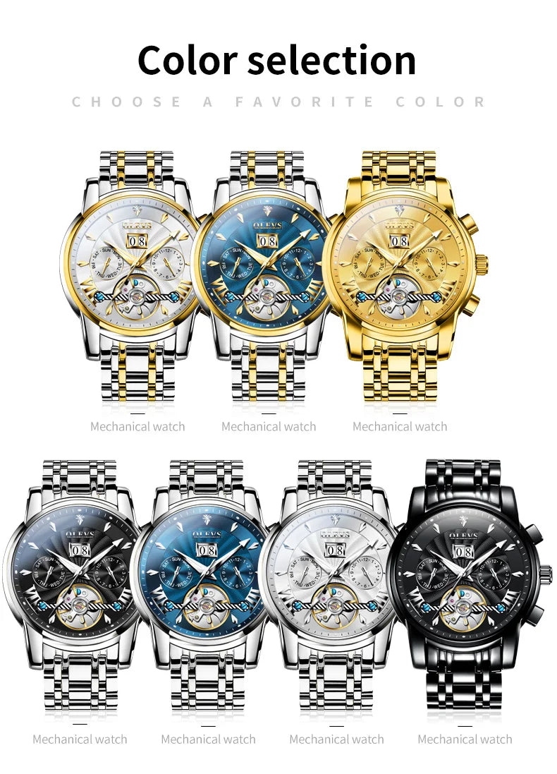 OLEVS Automatic Watch for Men Top Original Luxury Skeleton Multi Shop24