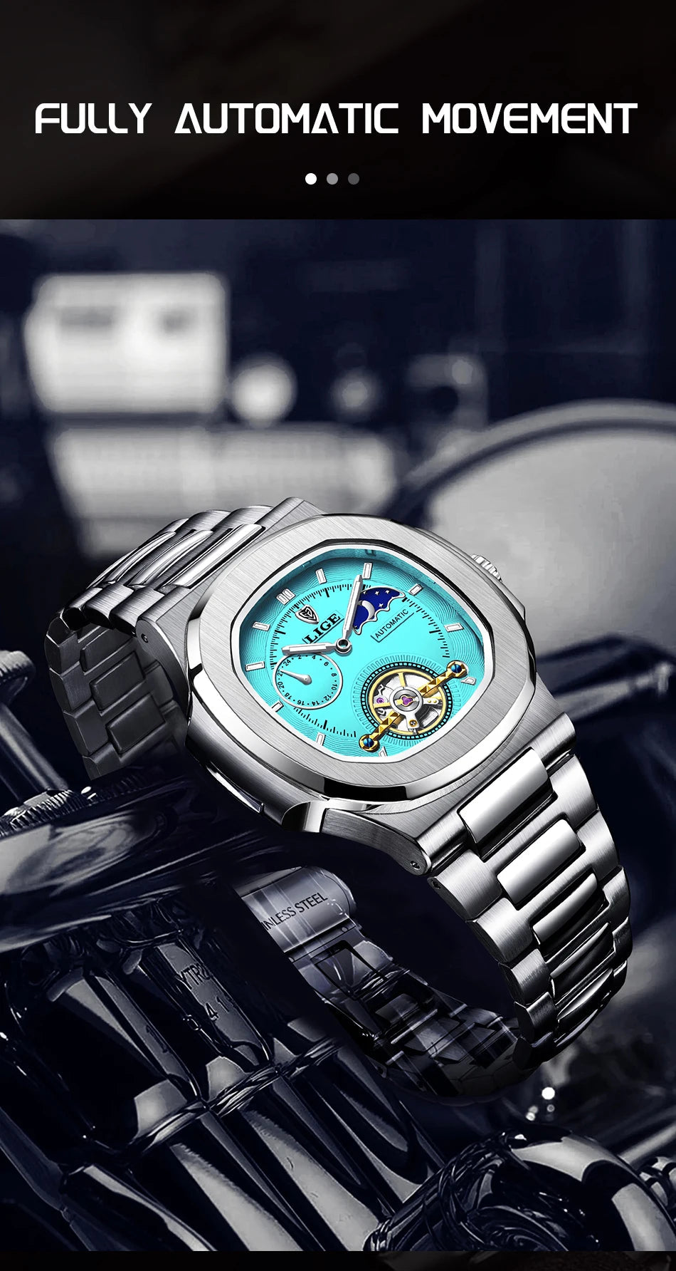 LIGE 2024 Automatic Mens Watch Fashion Stainless Steel Luxury Watches Men Multi Shop24